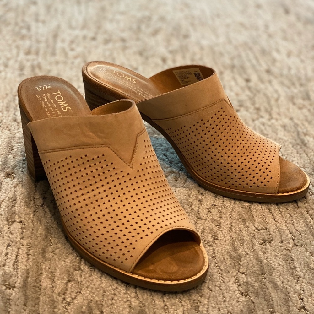 Tom’s Majorca Perforated High Heel Slide Sandals